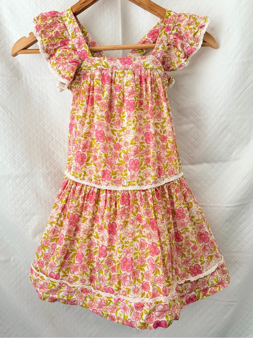 Sigrid Olsen Pink and Green Floral Ruffle Sundress